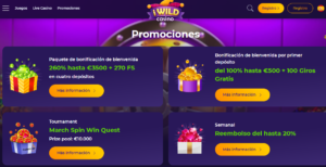 Bonos y promociones de casino iWild